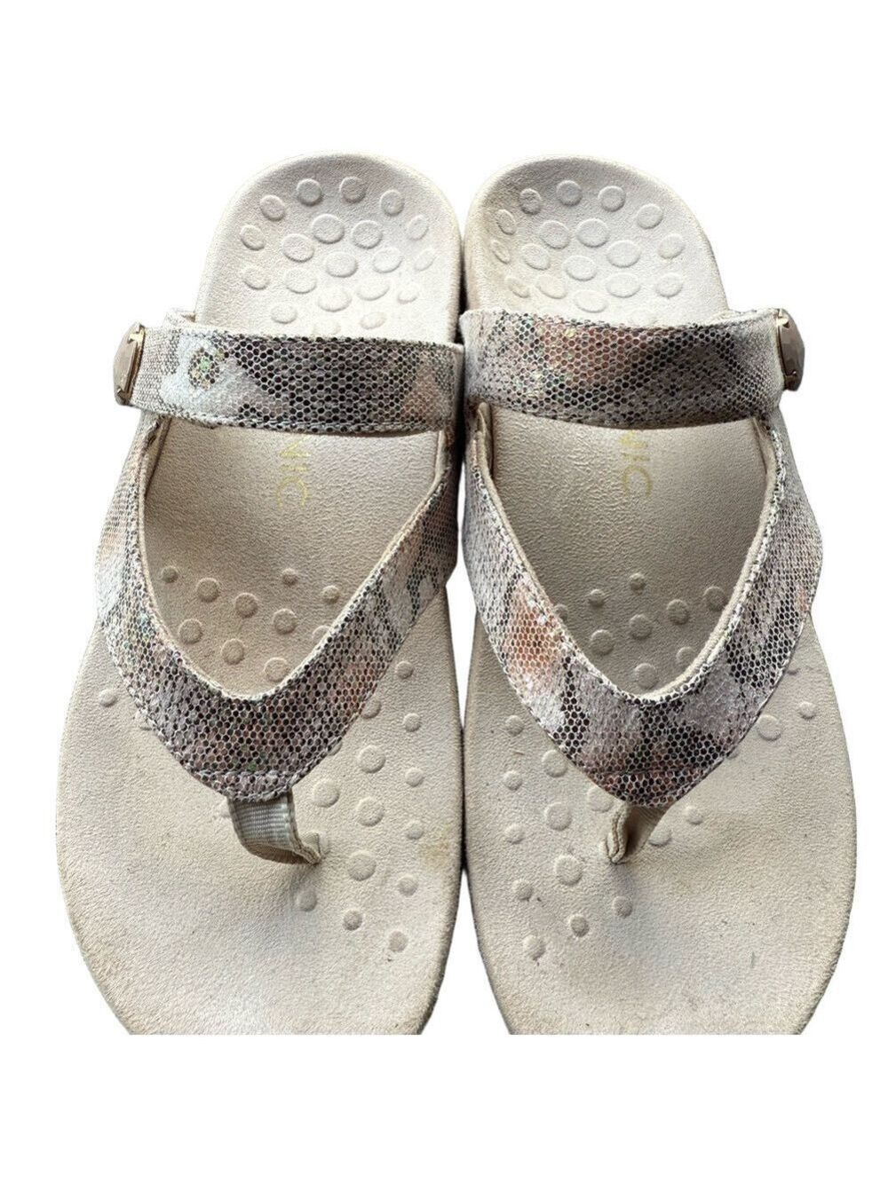 Vionic Cocoa Natural Snake Womens Sandal SZ 8.